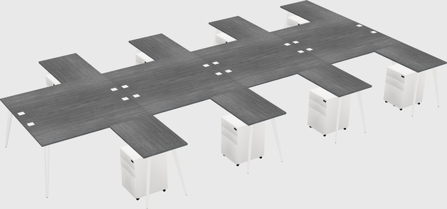 Shared l-shaped office desk system