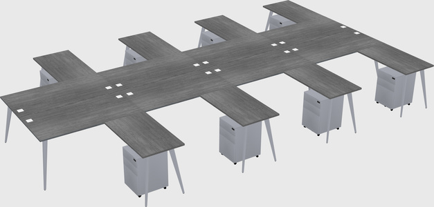 Shared l-shaped office desk system