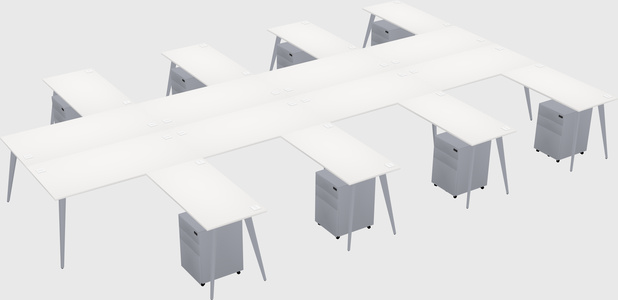 Shared l-shaped office desk system