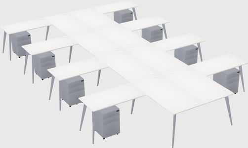 Shared l-shaped office desk system