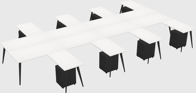 Shared l-shaped office desk system