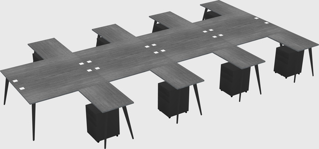 Shared l-shaped office desk system