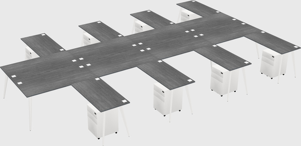 Shared l-shaped office desk system