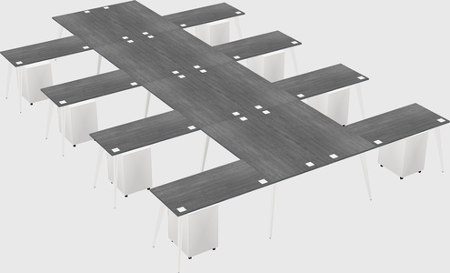 Shared l-shaped office desk system