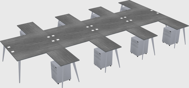 Shared l-shaped office desk system