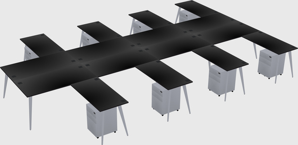Shared l-shaped office desk system