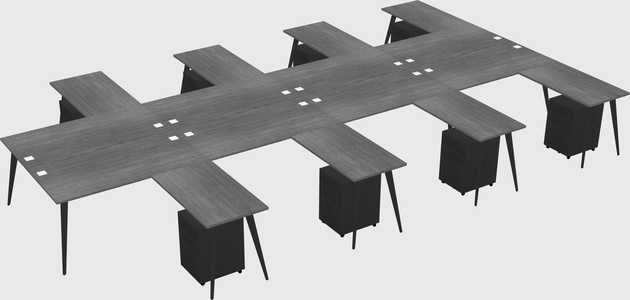Shared l-shaped office desk system