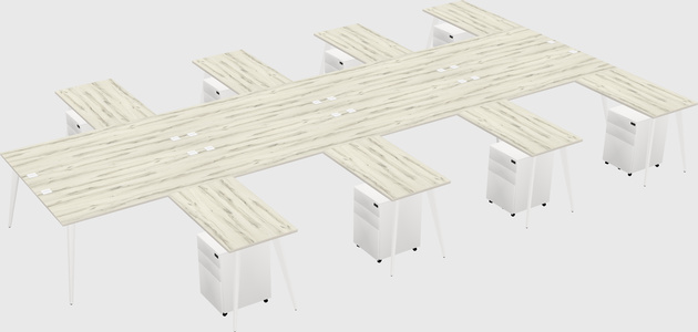 Shared l-shaped office desk system