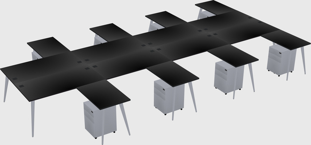 Shared l-shaped office desk system