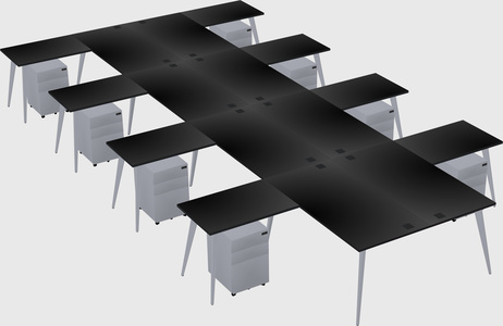 Shared l-shaped office desk system
