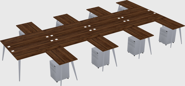 Shared l-shaped office desk system