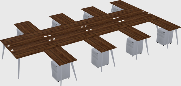 Shared l-shaped office desk system