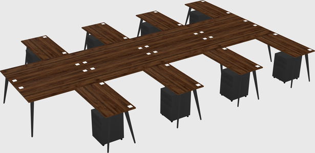 Shared l-shaped office desk system