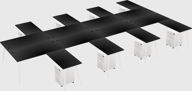 Shared l-shaped office desk system