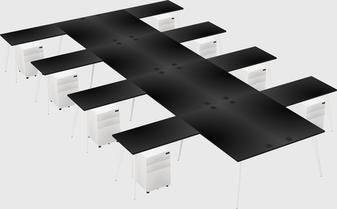 Shared l-shaped office desk system