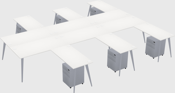Shared l-shaped office desk system