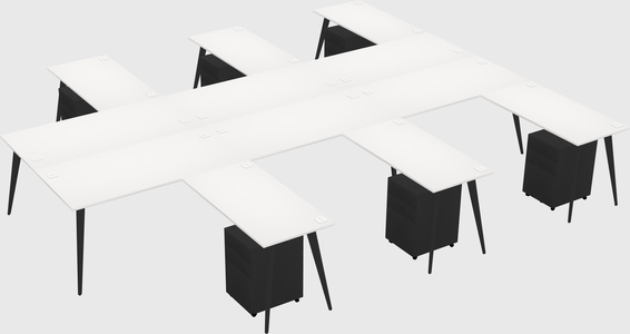 Shared l-shaped office desk system