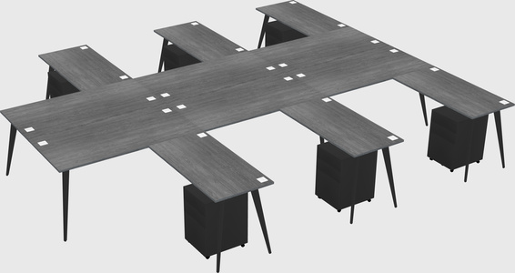 Shared l-shaped office desk system