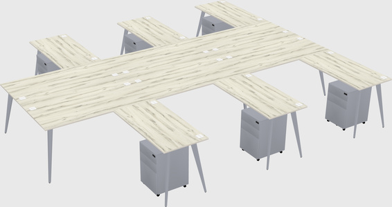 Shared l-shaped office desk system