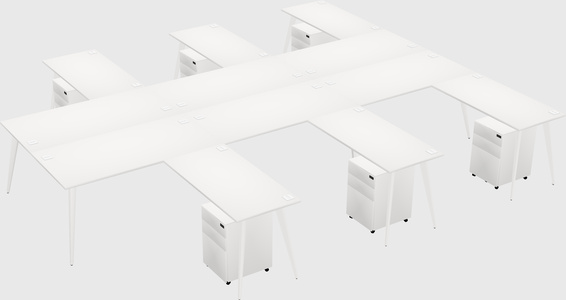 Shared l-shaped office desk system