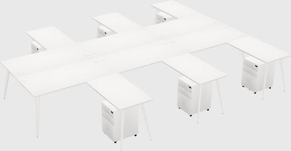 Shared l-shaped office desk system