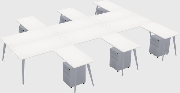 Shared l-shaped office desk system