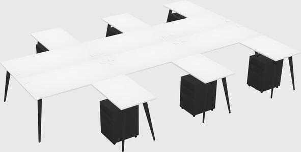 Shared l-shaped office desk system