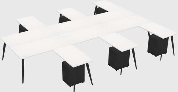 Shared l-shaped office desk system