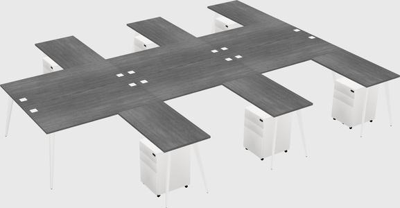 Shared l-shaped office desk system