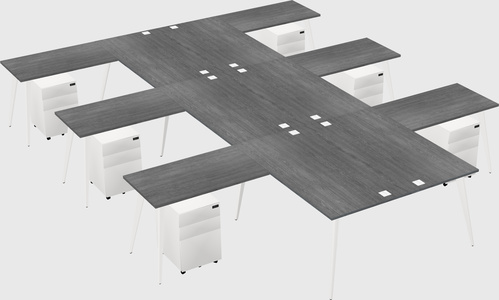 Shared l-shaped office desk system