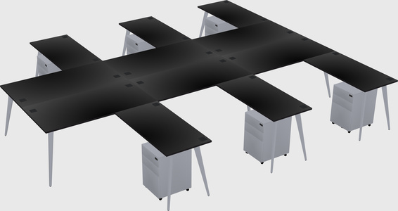 Shared l-shaped office desk system