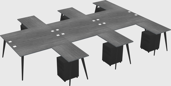 Shared l-shaped office desk system