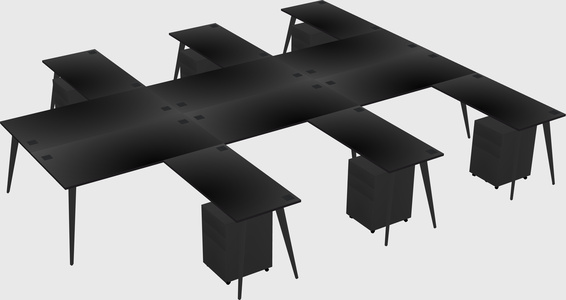 Shared l-shaped office desk system