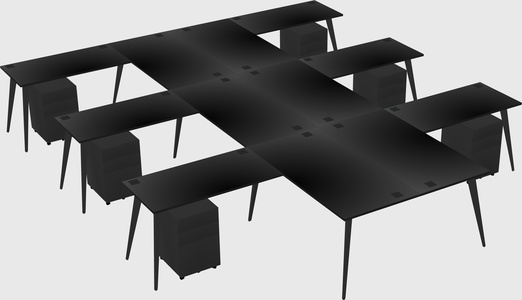 Shared l-shaped office desk system