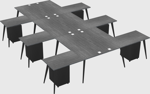 Shared l-shaped office desk system