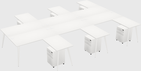 Shared l-shaped office desk system