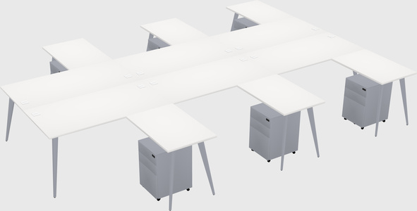 Shared l-shaped office desk system