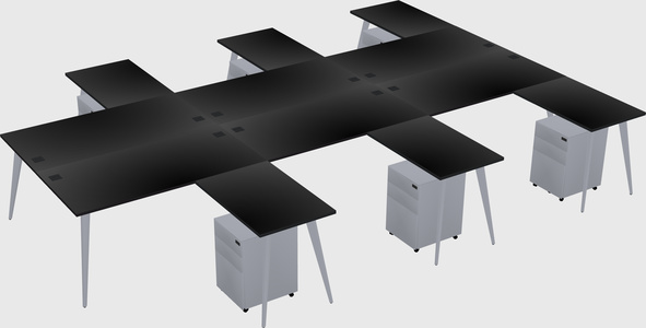 Shared l-shaped office desk system