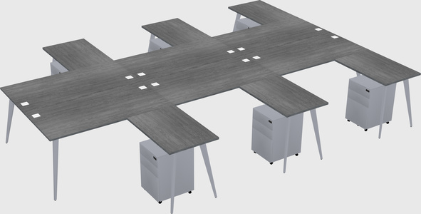 Shared l-shaped office desk system