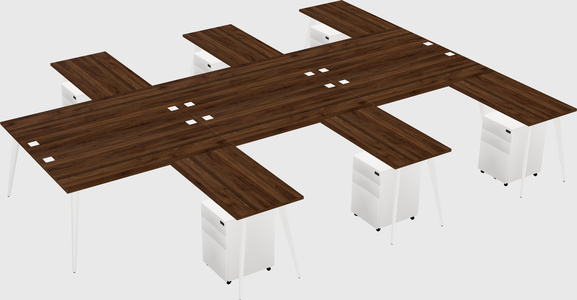 Shared l-shaped office desk system