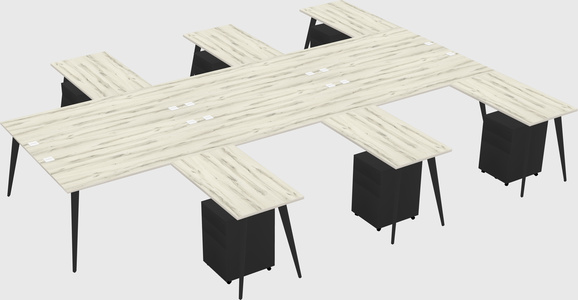 Shared l-shaped office desk system