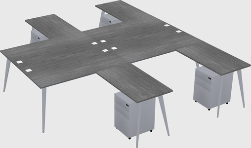 Shared l-shaped office desk system