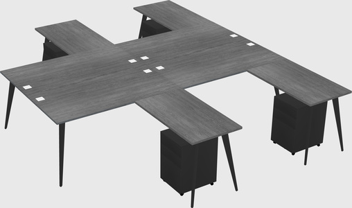 Shared l-shaped office desk system