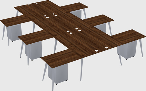 Shared l-shaped office desk system