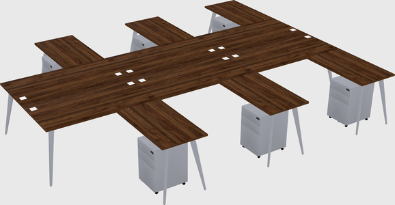 Shared l-shaped office desk system