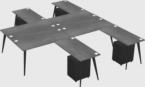 Shared l-shaped office desk system