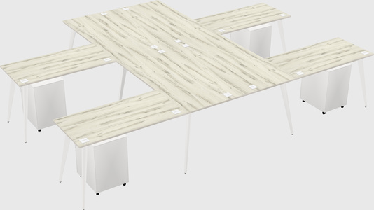 Shared l-shaped office desk system