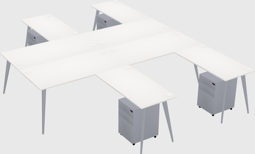 Shared l-shaped office desk system