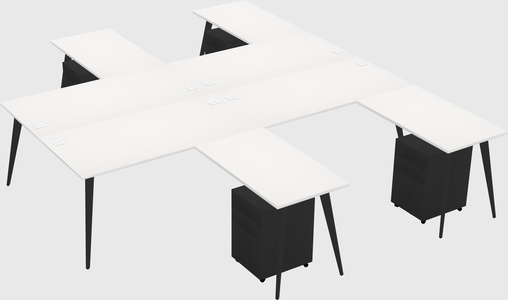 Shared l-shaped office desk system