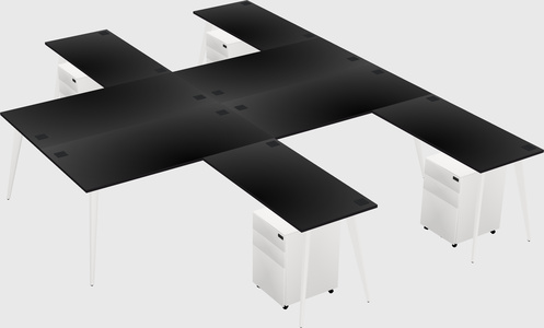 Shared l-shaped office desk system